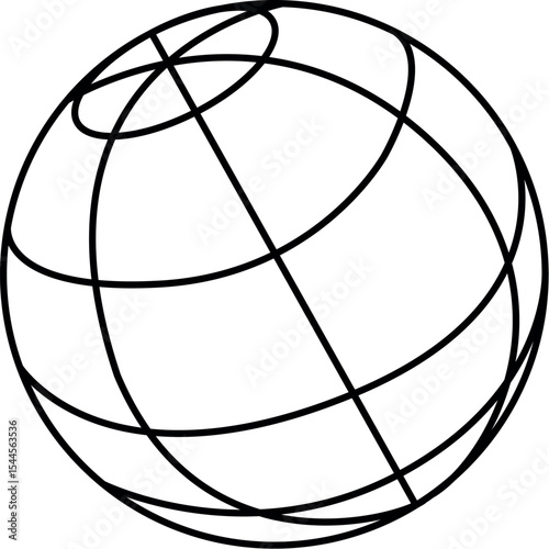 Illustration of globe world earth vector illustration for geography and science projects with meridians and parallels line art vector