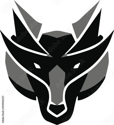 logo geometry head animal dog cat buffalo bull wolf goat deer tiger lion cow black and grey seamless modern abstract wildlife mascot vector high resolution