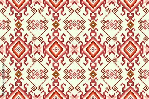 Ikat ethnic geometric abstract embroidery oriental traditional seamless pattern. Native geometry decorative design for fabric, clothing, wallpaper, background, interior, decoration, illustration