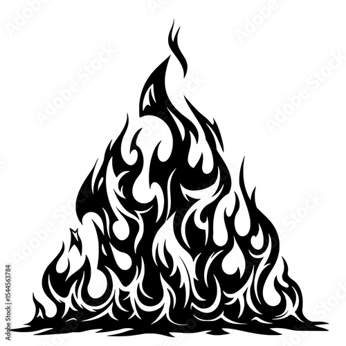Tribal Fire Tattoo Design: A bold black tribal fire tattoo design evokes the raw power and primal energy of flames dancing against a stark canvas.