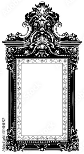 Antique frame: The image showcases an elaborate, antique picture frame, rich with intricate detailing and ornamentation. A testament to classical design and craftsmanship.