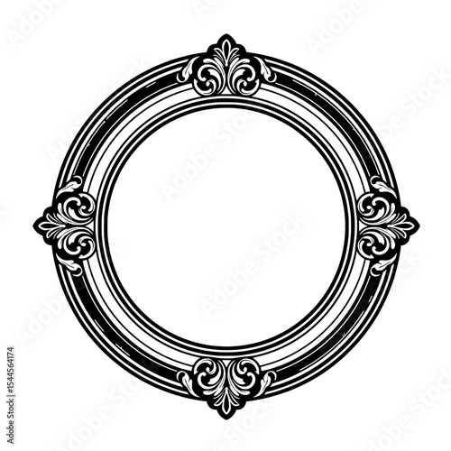 Elegant Circular Frame: A timeless design, the intricate details of the ornate frame invite viewers to appreciate the exquisite craftsmanship.