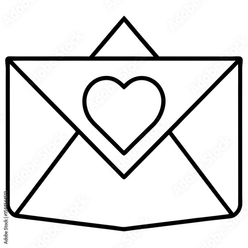 Romantic Letter Line Art Vector 
