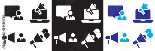 Icons for public relations . Vector for websites, mobile interfaces, presentations, banner, visual branding etc. Vector illustration. isolated on white and black background. EPS 10