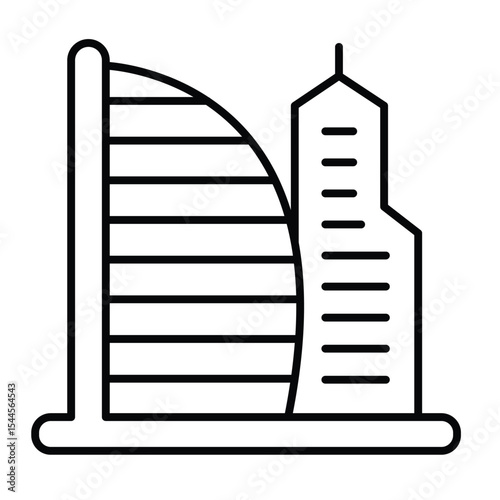 Skyscraper tower and tall building thin line icon, real estate concept. Vector graphics. City skyscraper, multi storey house sign on white background, style mobile or design.