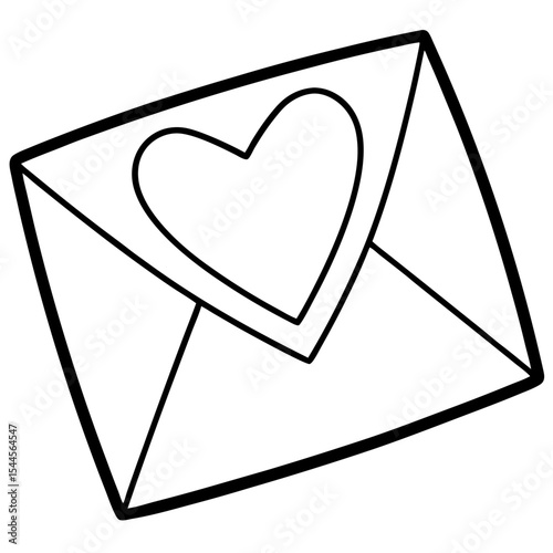 Romantic Letter Line Art Vector 
