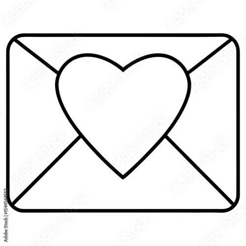 Romantic Letter Line Art Vector 
