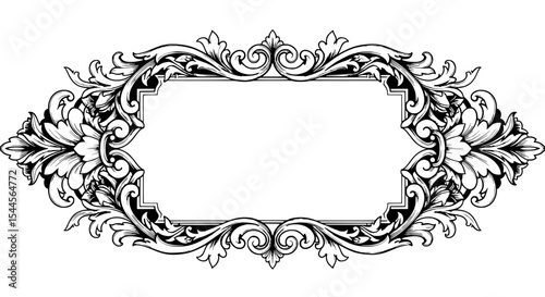Elegant Frame: A beautifully crafted, detailed frame featuring an ornamental design, ideal for adding a touch of sophistication and classic flair.