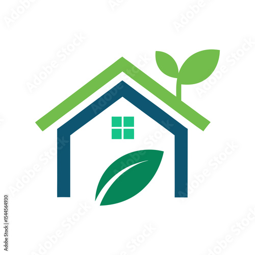 Eco house minimalist icon logo design for green architecture and sustainable building