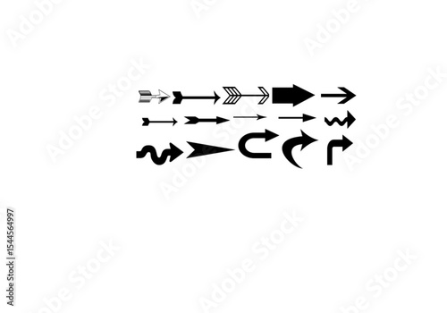 Variety of Black Arrow Designs Pointing Right | Simple Vector Graphics for Infographics, Web Design and UI Elements
