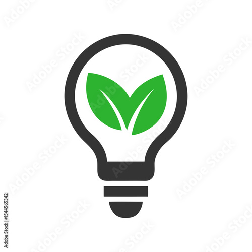 Green power light bulb icon logo design for sustainability and eco lifestyle branding