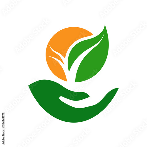 Nature hand care logo icon with minimalist design for eco wellness and organic skincare
