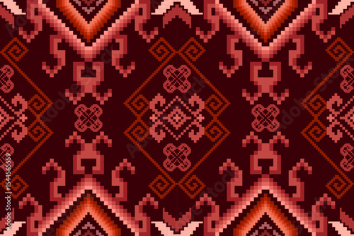 Ikat ethnic geometric abstract embroidery oriental traditional seamless pattern. Native geometry decorative design for fabric, clothing, wallpaper, background, interior, decoration, illustration