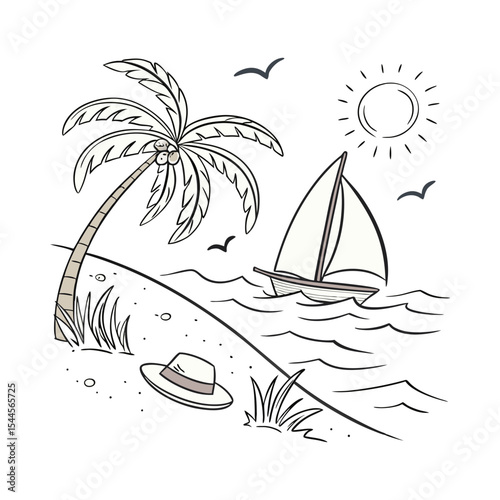 vector illustration of a tropical island with palms