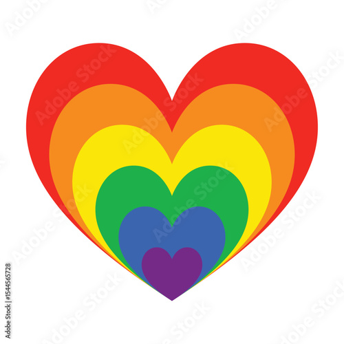 Dynamic and vibrant heart design featuring Pride colors. Perfect for social media, merchandise, or digital campaigns