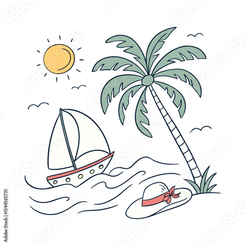 vector illustration of a tropical island with palms
