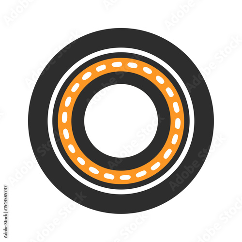 Concentric Circular Road with Dashed Lane Markings Vector Icon