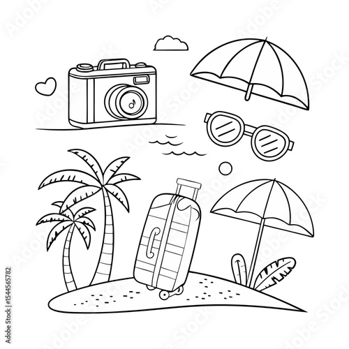 vector illustration of a tropical island with palms