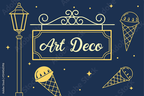 Art Deco Ice Cream Parlor Sign