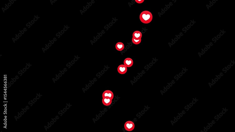 Seamless loop Social media live style emoji with Chroma Key, Emoji Particle. Like, Heart, Thumb Up, Smileys. 4K Video