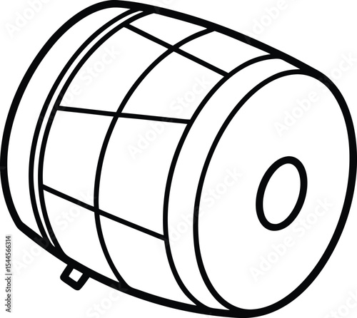 Minimal black line vector of traditional Indian percussion dhol