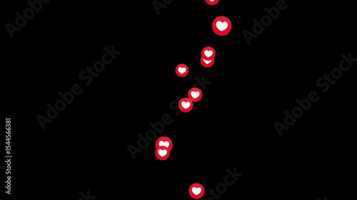 Seamless loop Social media live style emoji with Chroma Key, Emoji Particle. Like, Heart, Thumb Up, Smileys. 4K Video