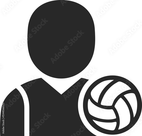 Volleyball player solid icon used in sports, athlete, and competitive game designs.