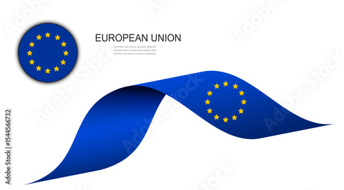European Union flag on wavi...