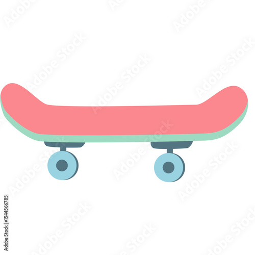 A pink skateboard, perfect for active transportation, recreation, and performing tricks in outdoor environments.
