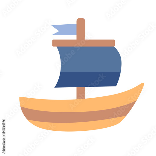 A simple sailboat with a flag, perfect for leisurely sailing on the water, offering a classic maritime adventure.
