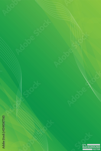 Abstract green background with waves and bokeh effect