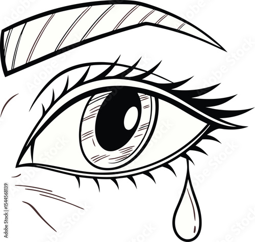 Stylish Eye Design Element a weeping eye graphic perfect for logos branding and fashion projects offering a unique artistic aesthetic