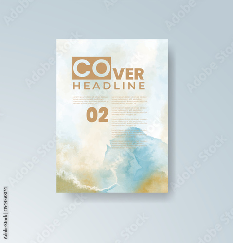 Cards with watercolor background. Design for your cover, date, postcard, banner, logo.