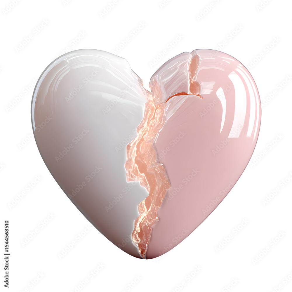 Fototapeta premium 3D Broken Heart with Cracks 