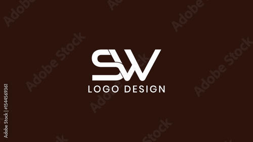 Tableau sur toile Bold SW letter monogram logo in clean white lines on dark background, perfect fo
