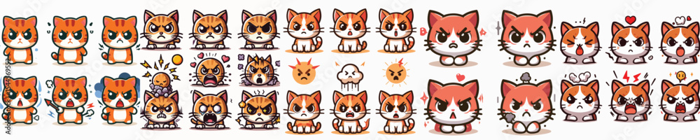 Obraz premium vector set image of cat angry