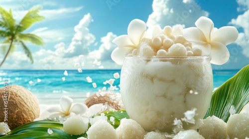 Tropical dessert on beach