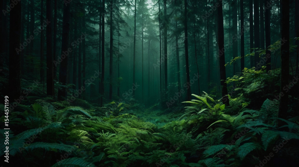 Obraz premium forest in the fog