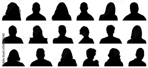 Monochrome diverse faceless anonymous people characters avatar headshot portrait isolated set