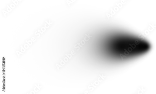 Isolated black ink spot with soft blur and faded white transition