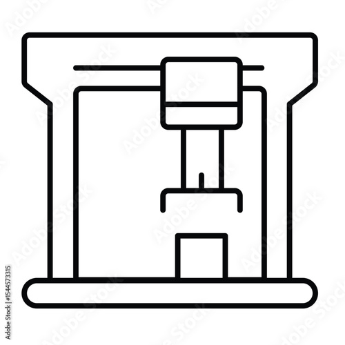 Cargo loading crane thin line icon, marine port concept. Vector graphics. Port cargo transportation conveyor sign on white background, style mobile or design.