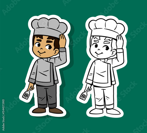 Cute Boy Chef Cartoon Character