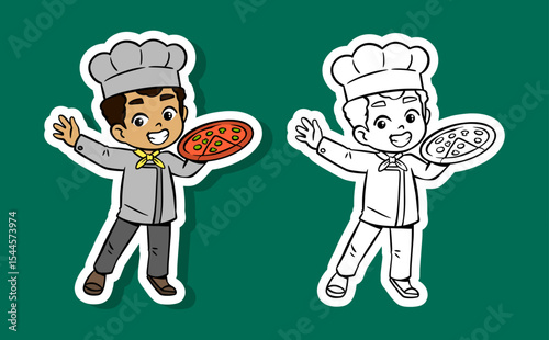 Cute Boy Chef Cartoon Character