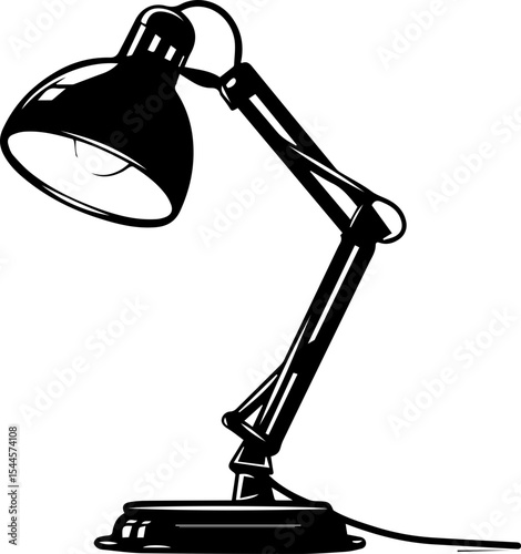Minimalist Desk Lamp Vector Illustration Black and White