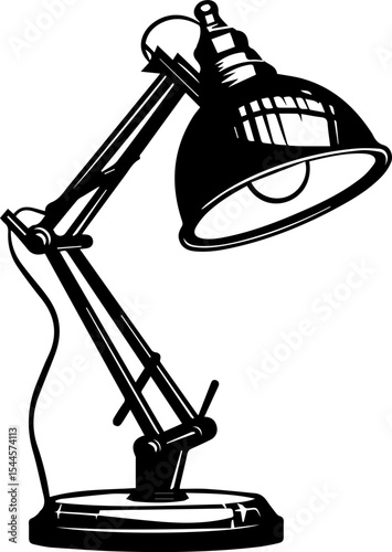 Minimalist Desk Lamp Vector Illustration Black and White