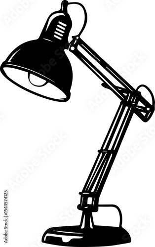 Minimalist Desk Lamp Vector Illustration Black and White