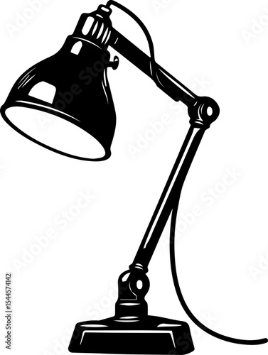 Minimalist Desk Lamp Vector Illustration Black and White
