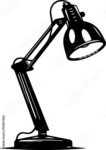 Minimalist Desk Lamp Vector Illustration Black and White