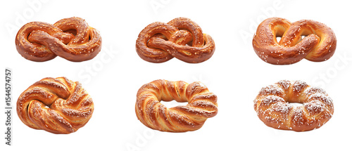 Pack Collection Delicious Pretzel Variety Bakery Treats Knots Rings and More set against transparent background