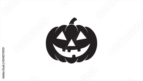 A simple black silhouette of a jack-o'-lantern with a triangular nose, triangular eyes, and a wide, toothy grin